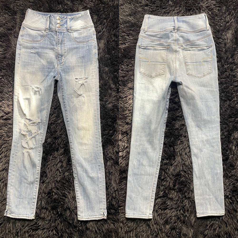 American Eagle Jeans Womens 4 Short Blue Hi-Rise Jegging Super Stretch Denim